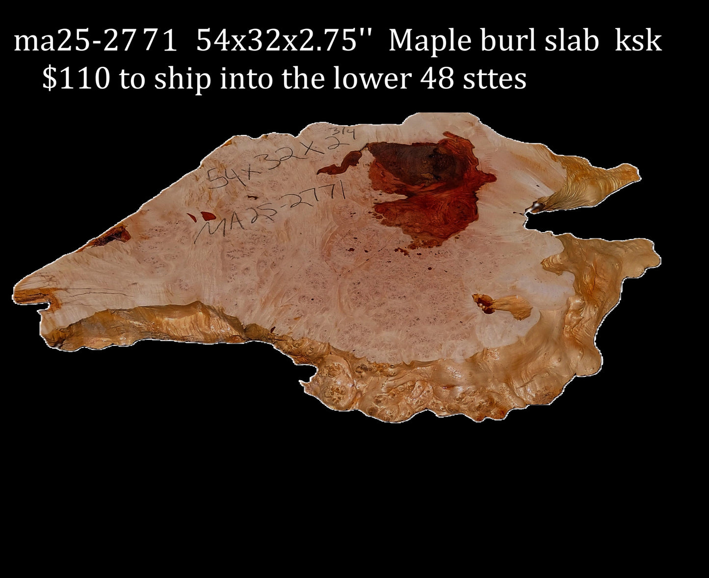 Maple Quilted Burl | Live Edge Slab | River Table | DIY | MA25-2771