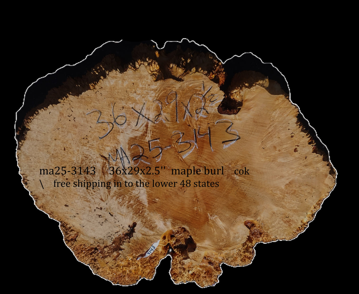 Maple Burl | Live Edge | River Table | DIY | Ma25-3143