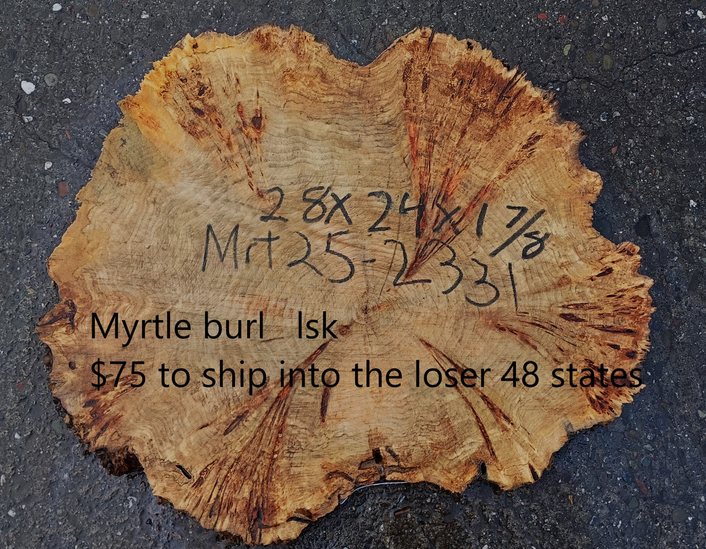 Myrtle Burl Slab | Live Edge | River Table | DIY | Mrt25-2331