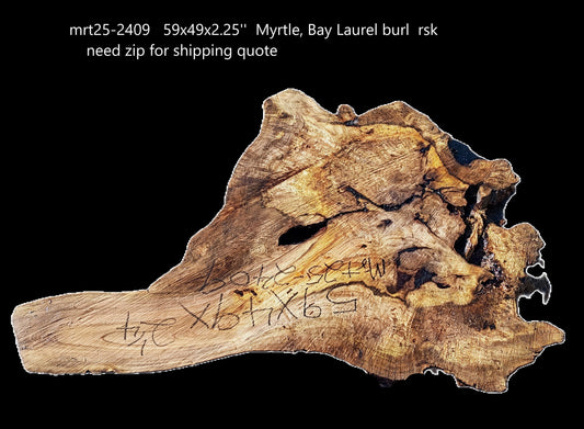 Myrtle Burl Slab | Live Edge | River Table | DIY |  Bay | Mrt25-2409