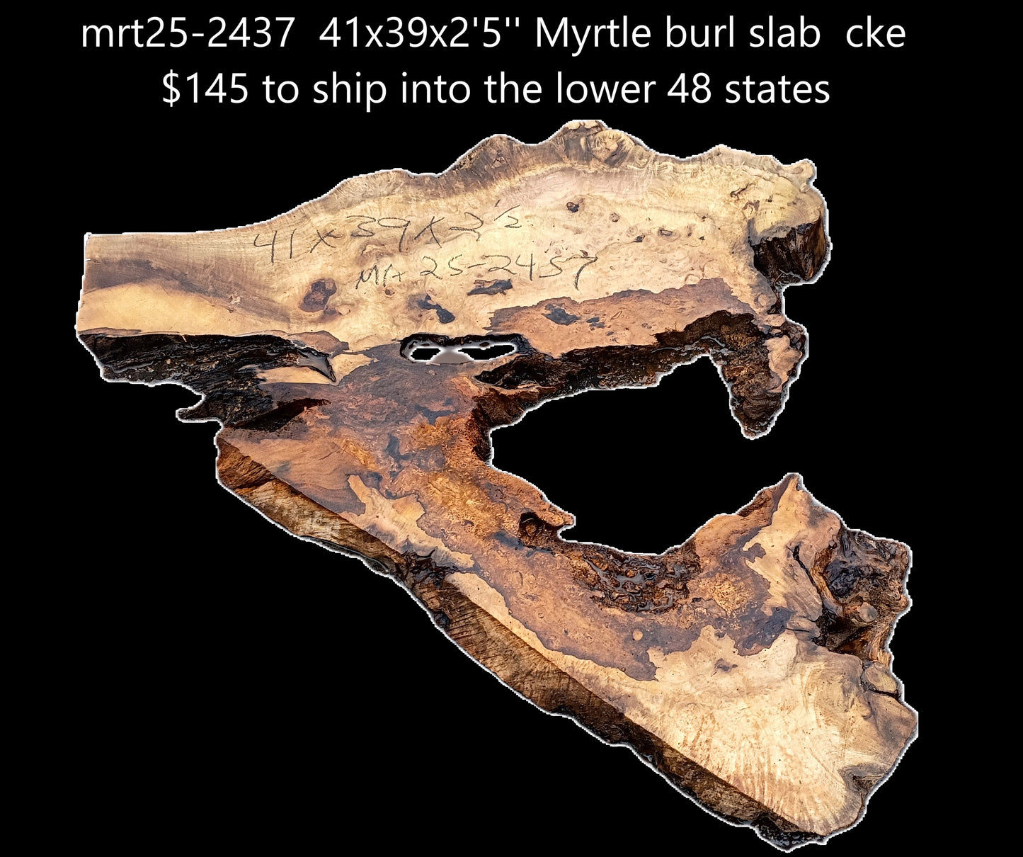 Myrtle Burl Slab | Live Edge | River Table | DIY | Mrt25-2437