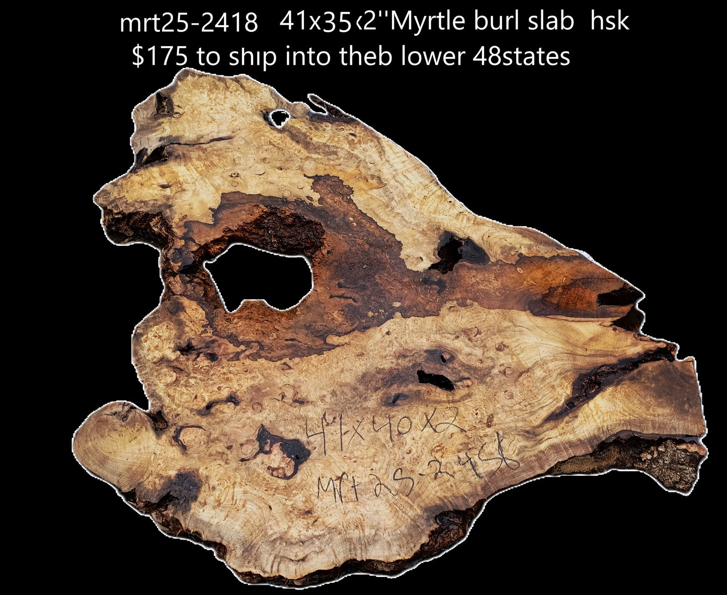 Myrtle Burl Slab | Live Edge | River Table | DIY | Mrt25-2458
