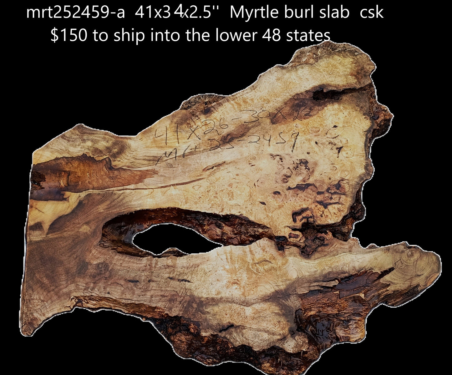 Myrtle Burl Slab | Live Edge | River Table | DIY | Mrt25-2459