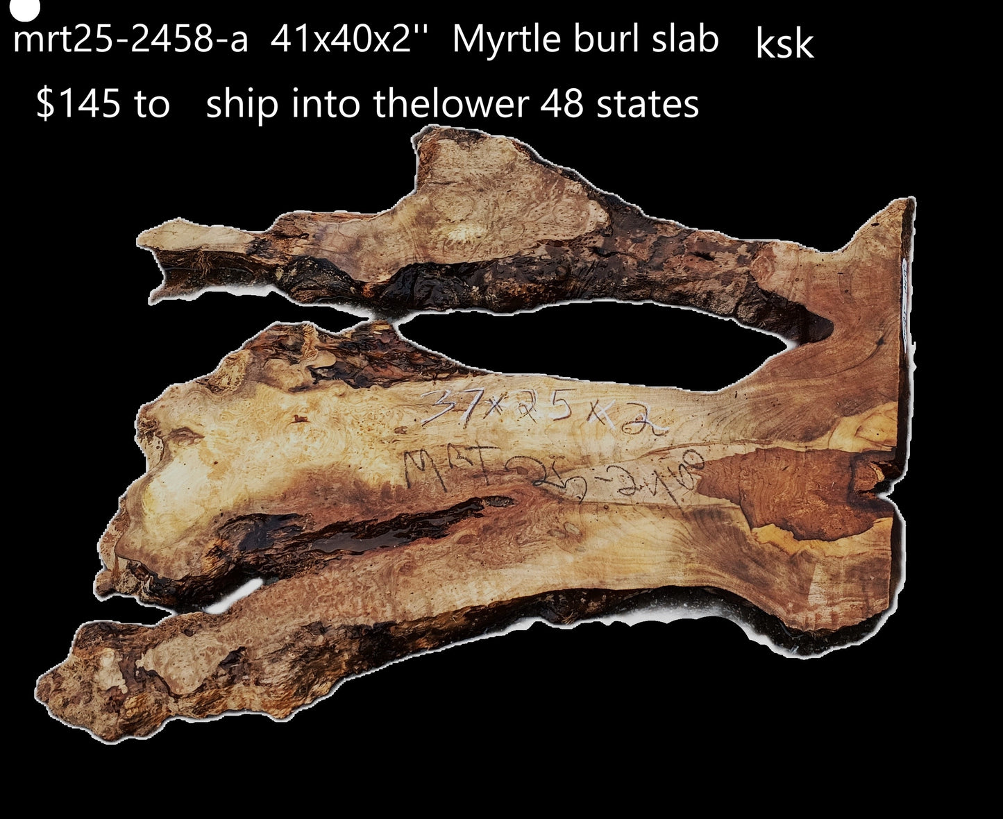 Myrtle Burl Slab | Live Edge | River Table | DIY | Mrt25-2460