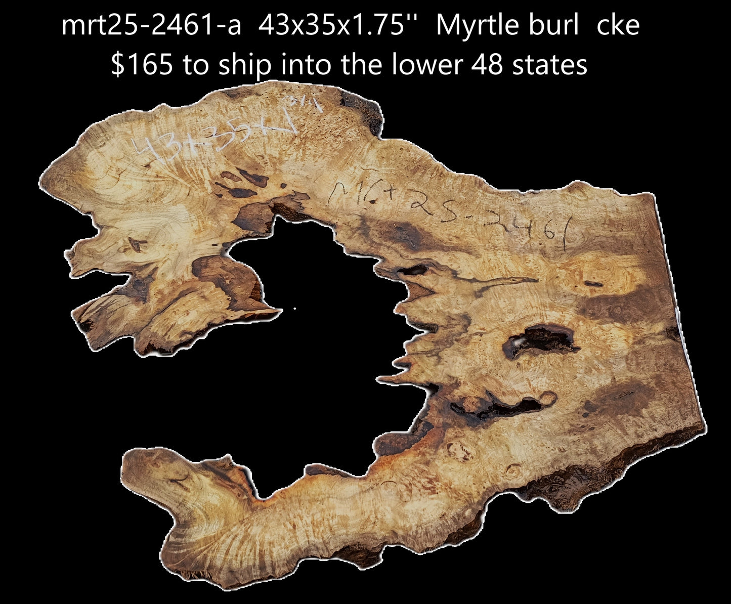 Myrtle Burl Slab | Live Edge | River Table | DIY | Mrt25-2461