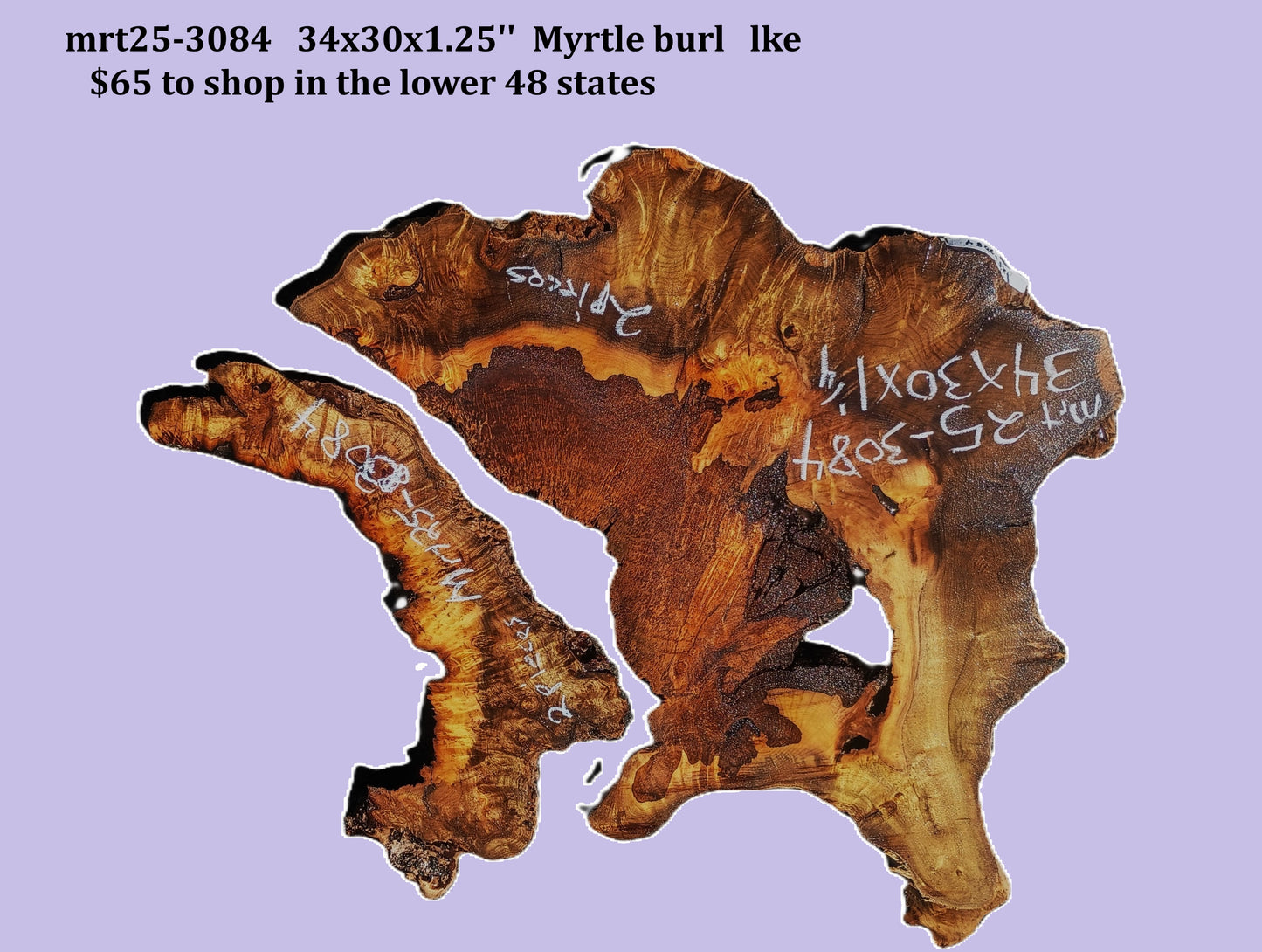 Myrtle Burl Slab | Live Edge | River Table | DIY | Mrt25-3084