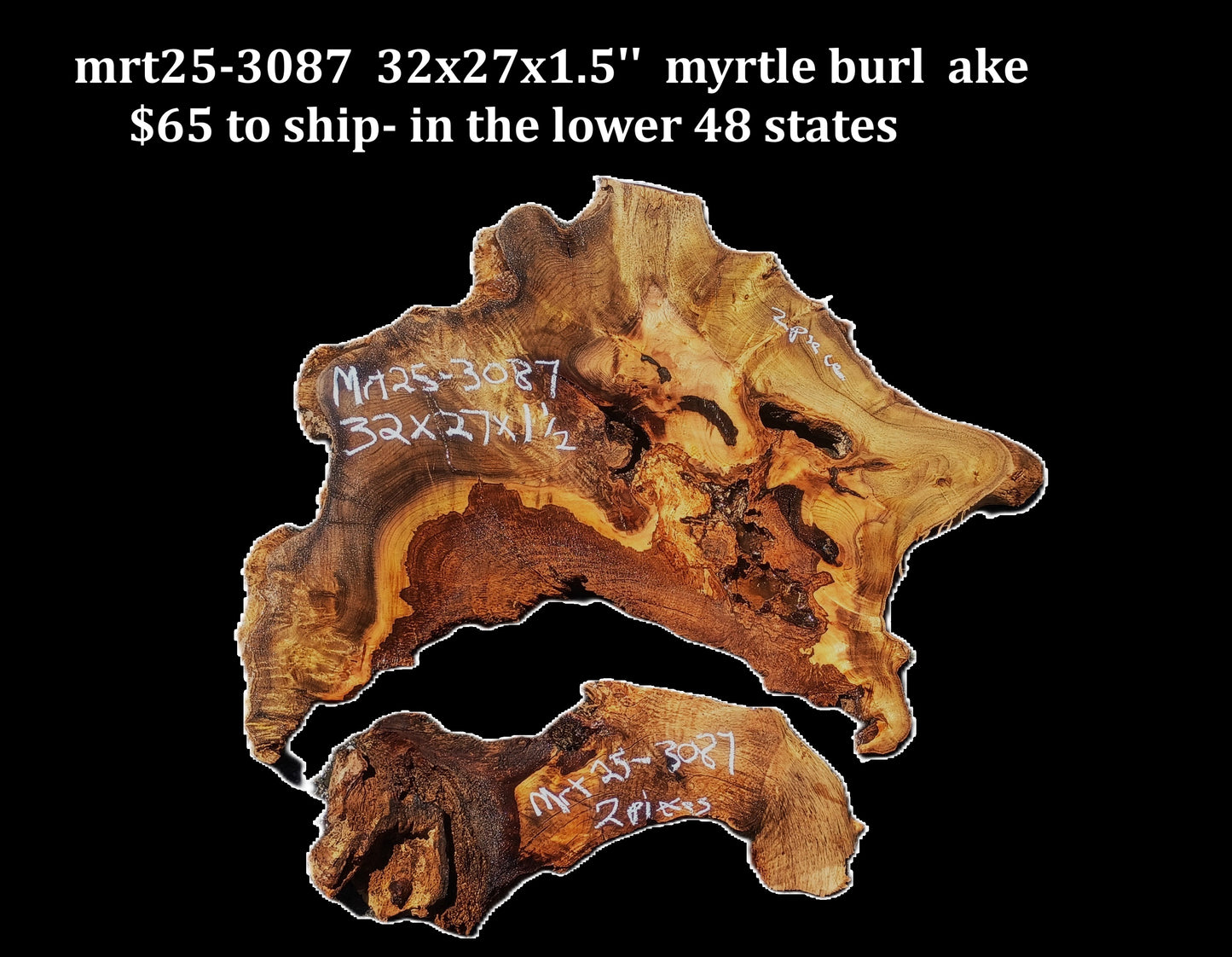 Myrtle Burl Slab | Live Edge | River Table | DIY | Mrt25-3087