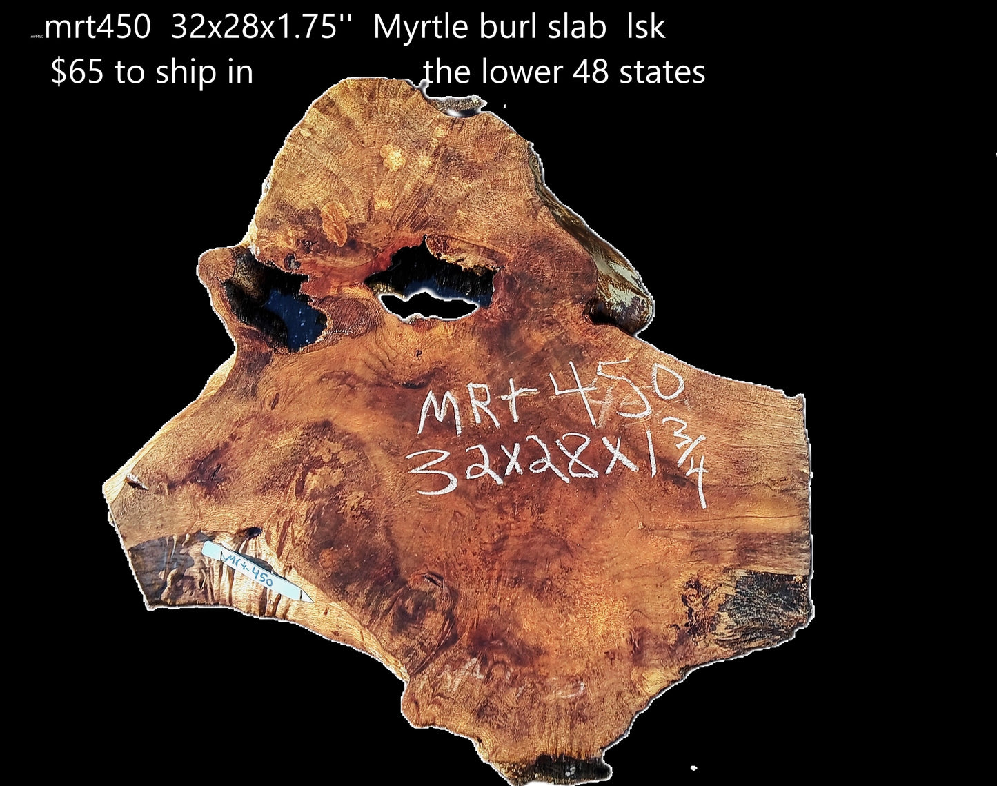Myrtle Burl Slab | Live Edge | River Table | DIY | Mrt25-450
