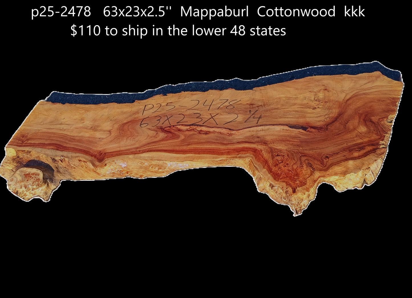 CottonWood Burl | Live Edge | DIY Crafts | River Table | P25-2478