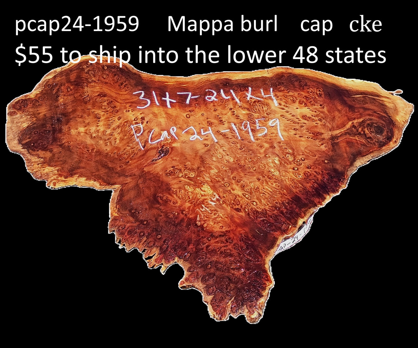 Mappa Burl Cap | Bowl Turning | Craft Wood | DIY wood crafts | PCAP24-1959