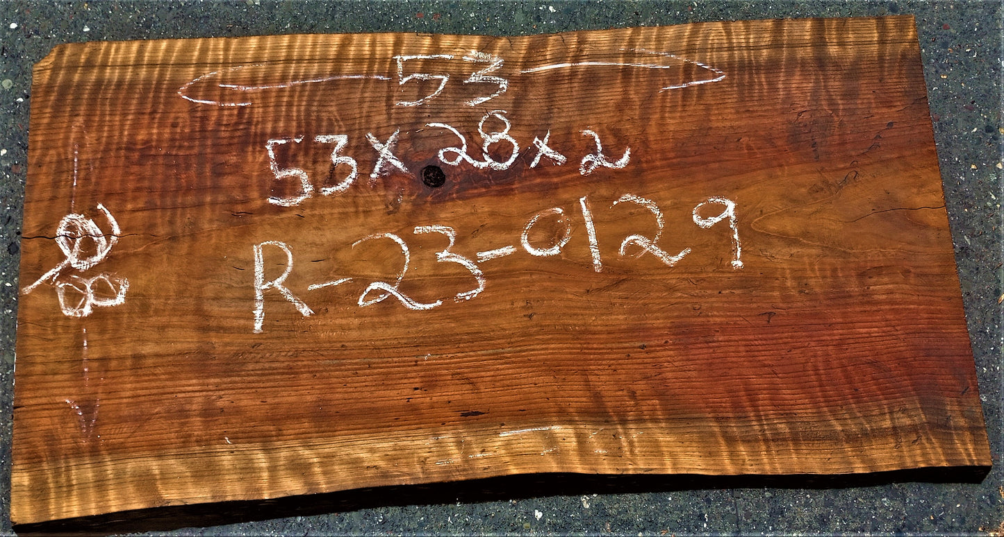 new growth redwood l river table | live edge slab | dining table | r-23-0125