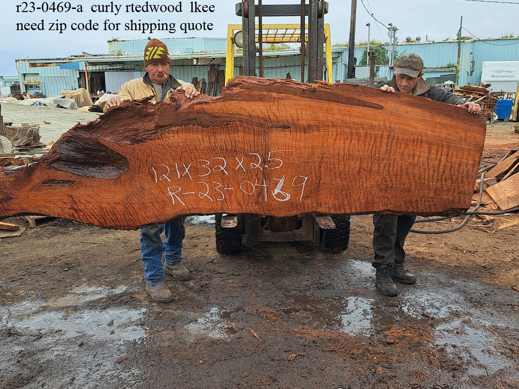 Curly Redwood Slab | DIY | Headboard | Bar | Dry | Old Growth Redwood | R23-0469