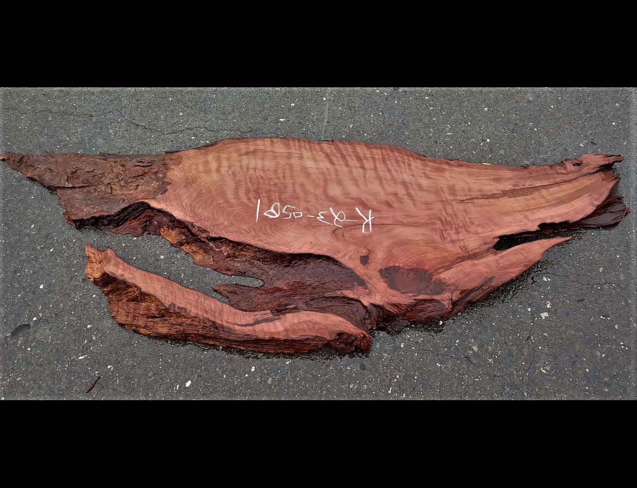 Curly redwood | live edge slab | epoxy river table | headboard | r23-0581