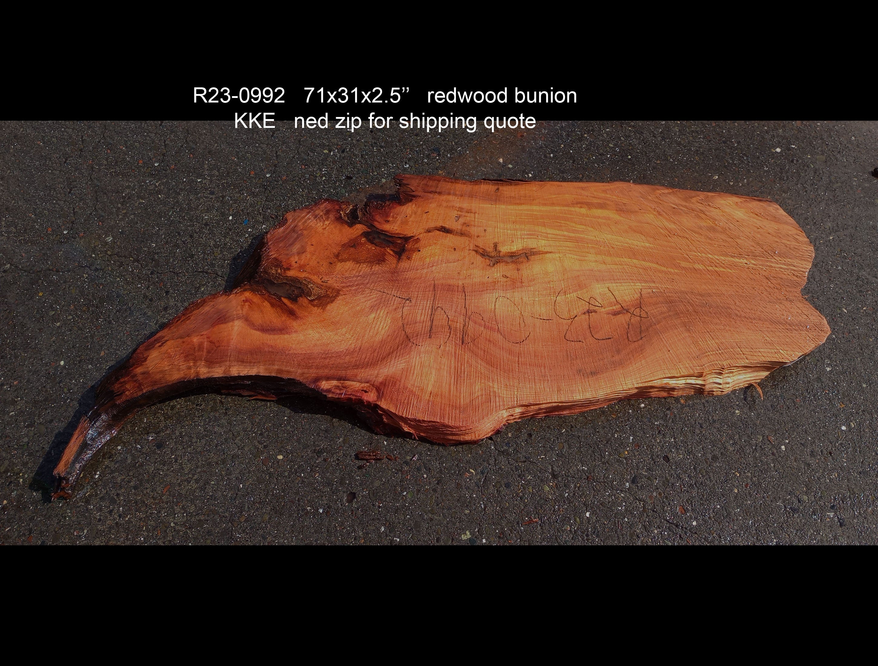 Live Edge Redwood Slab Table top Modern Rustic Craft Woods R23