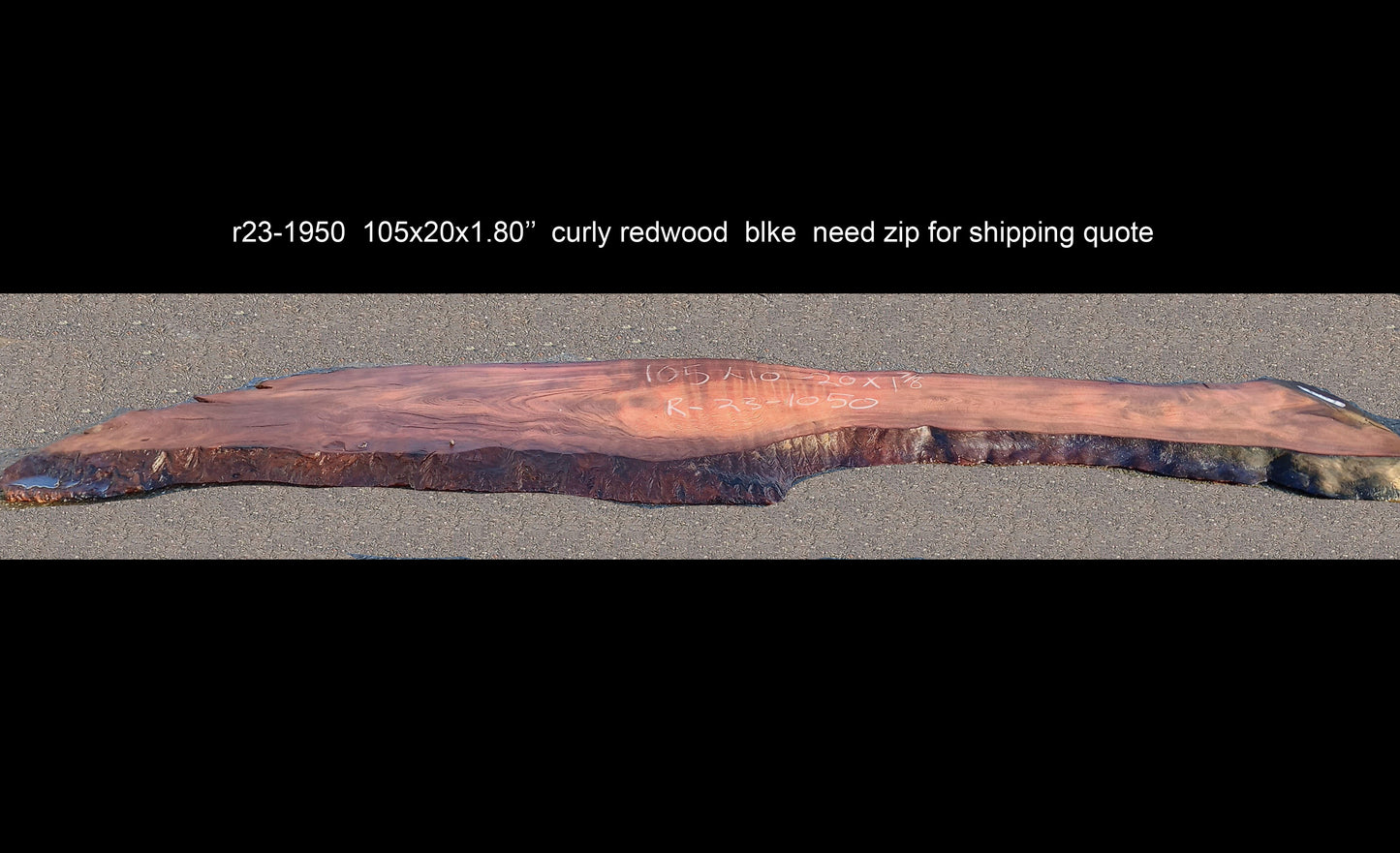 Curly | Live Edge | Redwood Slab | DIY craft | R23-1950