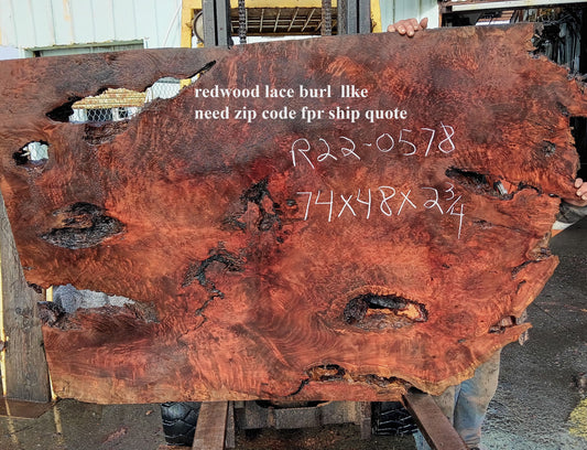 Redwood Burl | lace burl cut | River Table | Craft Wood | R22-0578