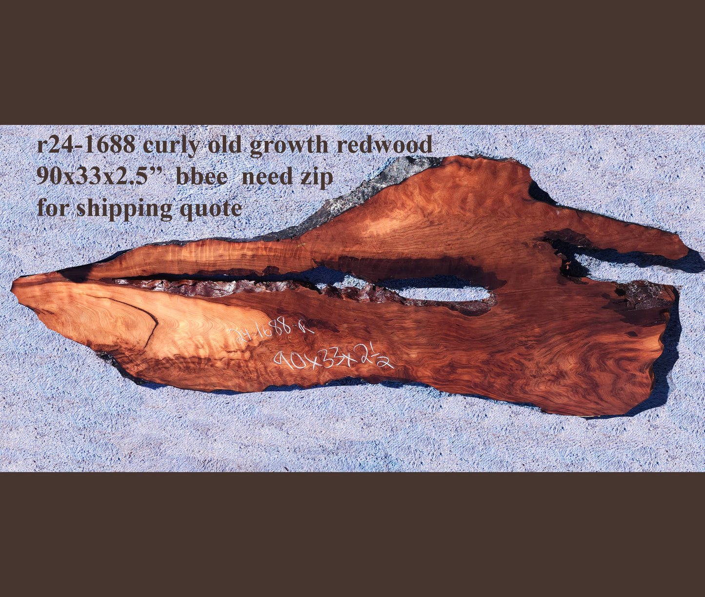 black curly redwood | burl table | epoxy river table | headboard | R24-1688