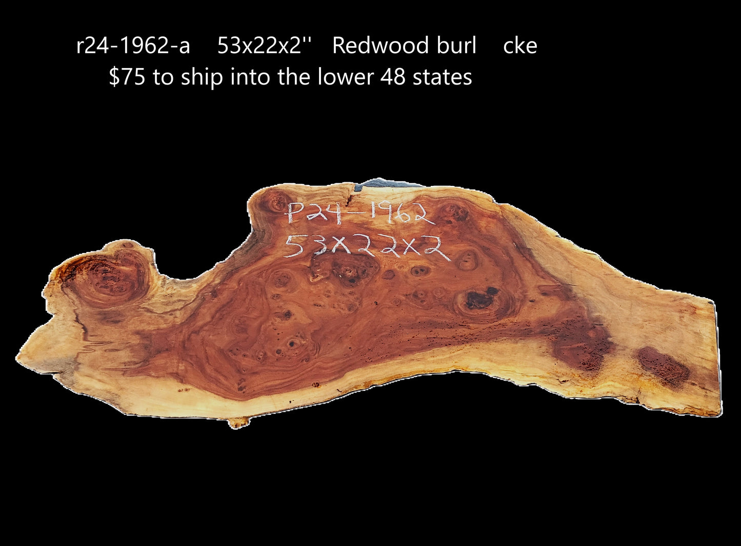 Redwood Burl Slab | Live Edge | River Table | DIY |  r24-1962