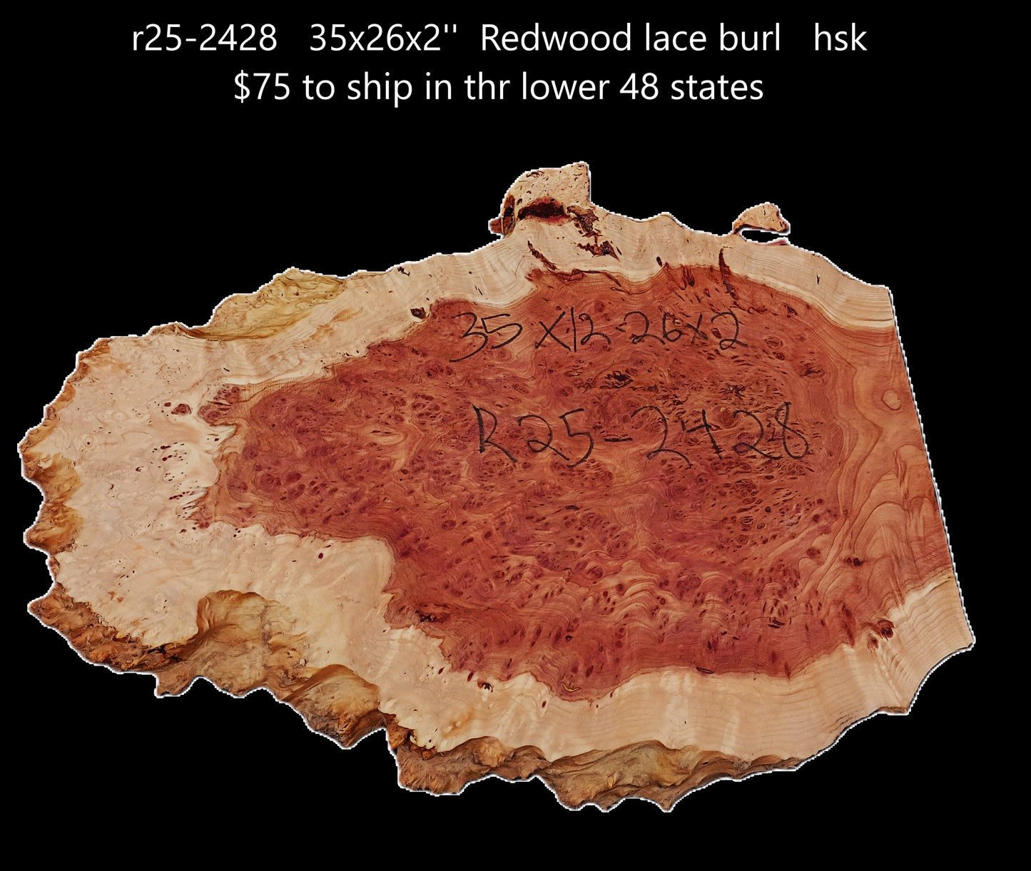 Redwood Lace Burl | Craft Wood | Table | DIY | R25-2428