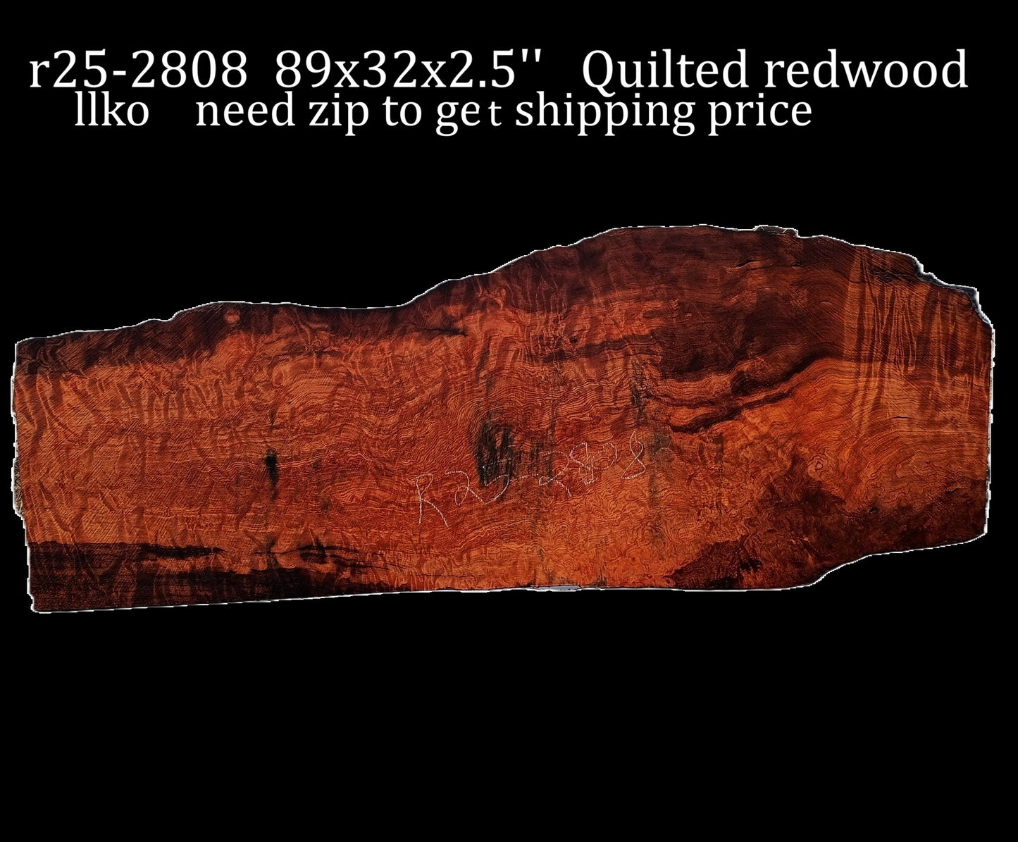 Curly and Quilted | Old growth | Redwood Slab | DIY | Table | R25-2808
