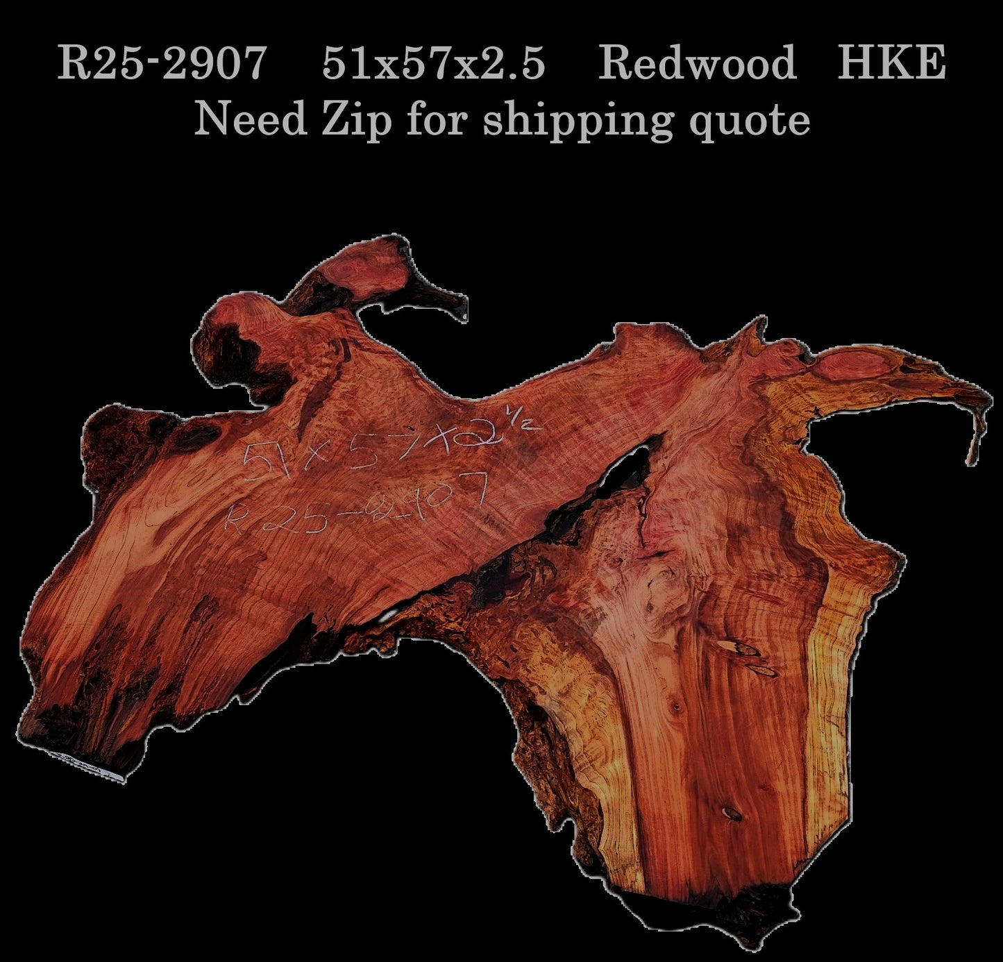 Curly and Burl | Redwood Slab | DIY | Table | R25-2907