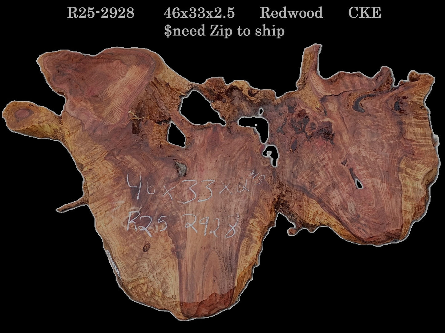 Curly and Burl | Redwood Slab | DIY | Table | R25-2928