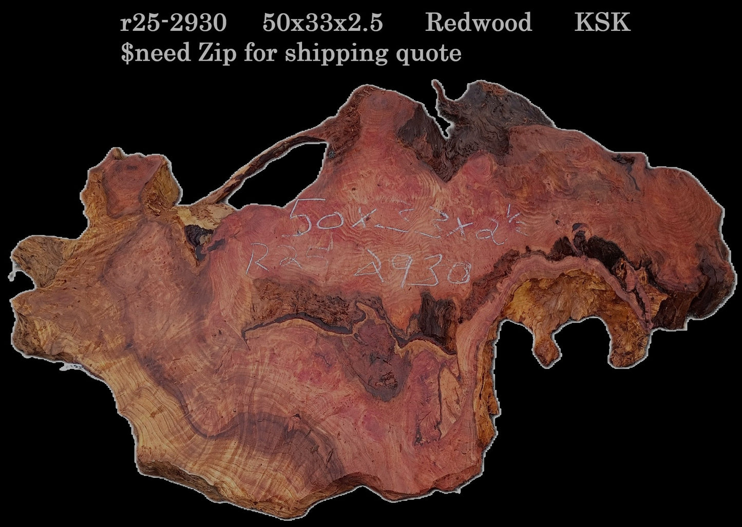Curly and Burl | Redwood Slab | DIY | Table | R25-2930