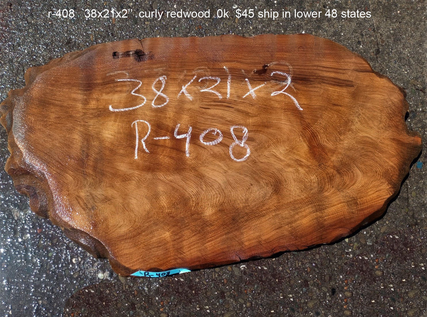 curly redwood | live edge slab | DIY wood crafts | bowl turning | r-408