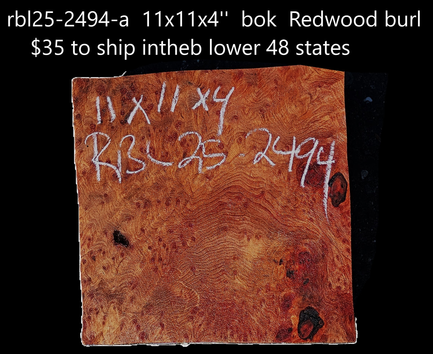 Redwood Burl Block | Bow Turning | Craft Wood | RBL25-2494