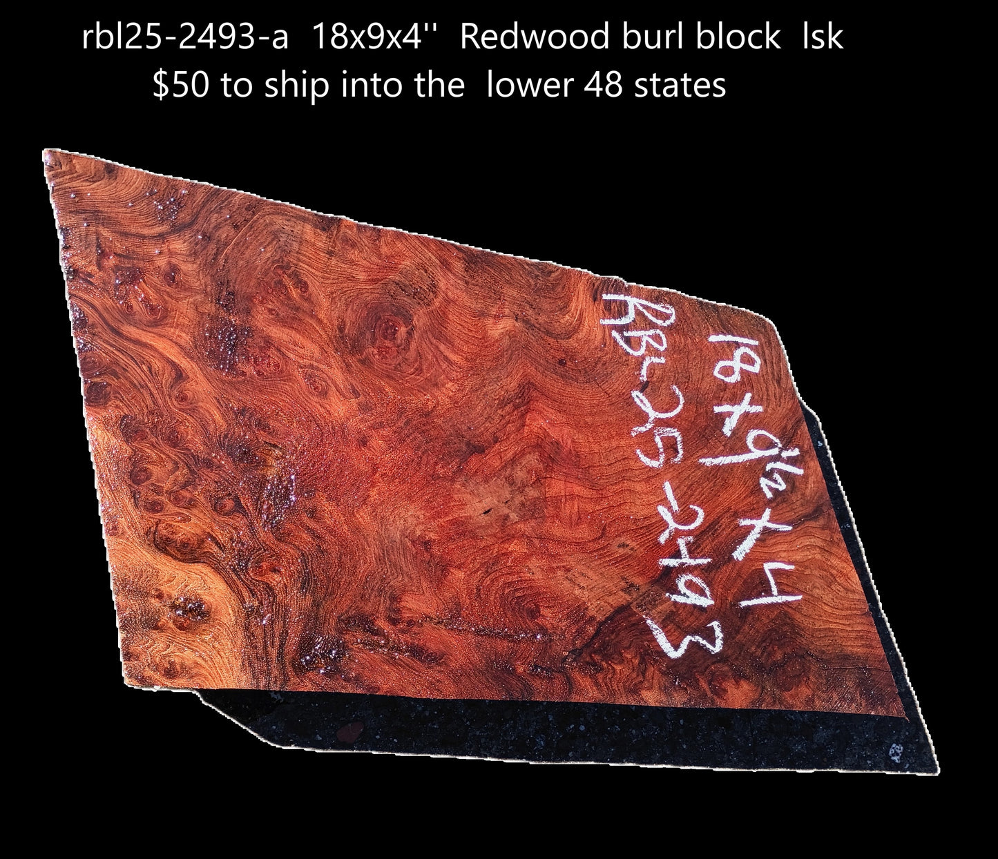 Redwood Burl Block | Bow Turning | Craft Wood | DIY | RBL25-2493