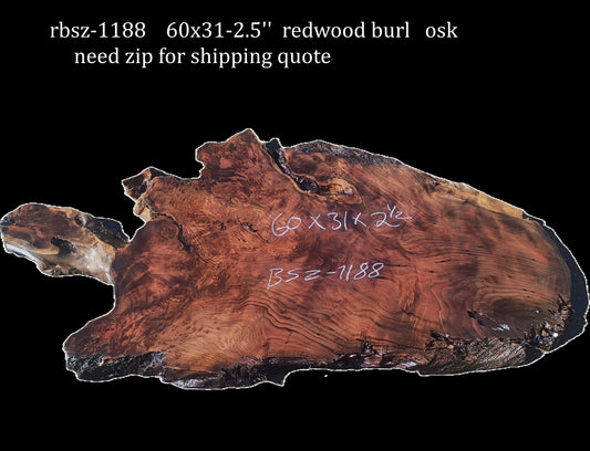 Redwood Burl | DIY | River Table | Craft Wood | Live-Edge | RBSZ-1188