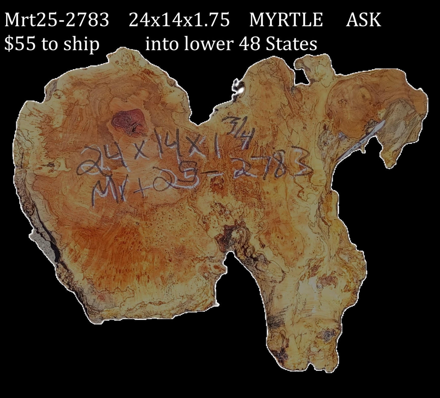 Myrtle Burl Slab | Live Edge | river table | DIY | Mrt25-2783