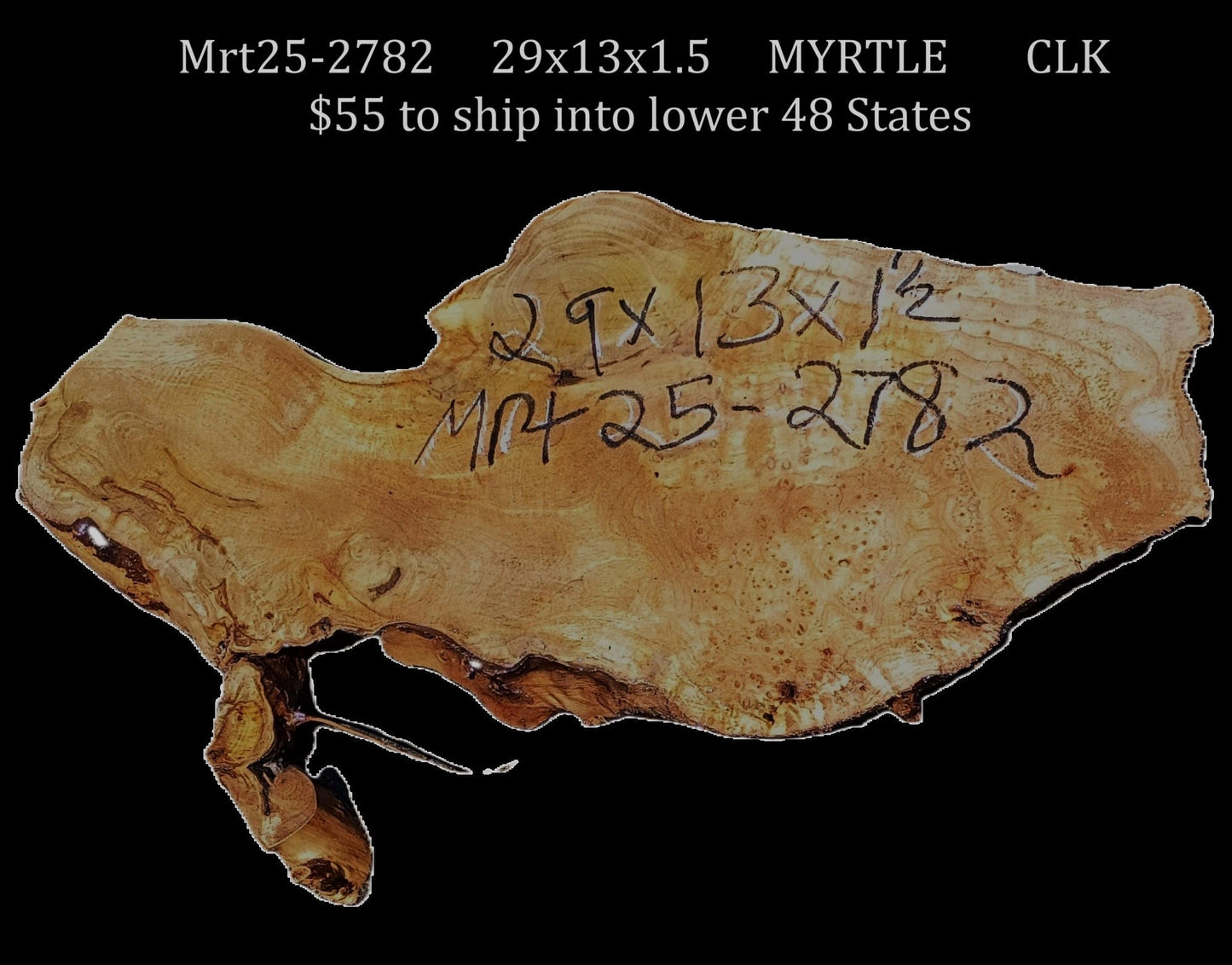 Myrtle Burl Slab | Live Edge | Craftwood | DIY | Mrt25-2782
