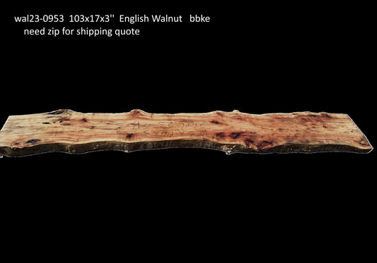 English Walnut Slab | Table | Counter | Live Edge Headboard | Wal23-0953