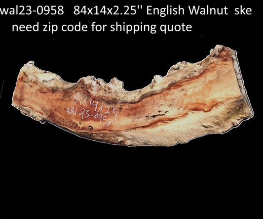 English Walnut Slab | Table | Counter | Live Edge Headboard | Wal23-0958