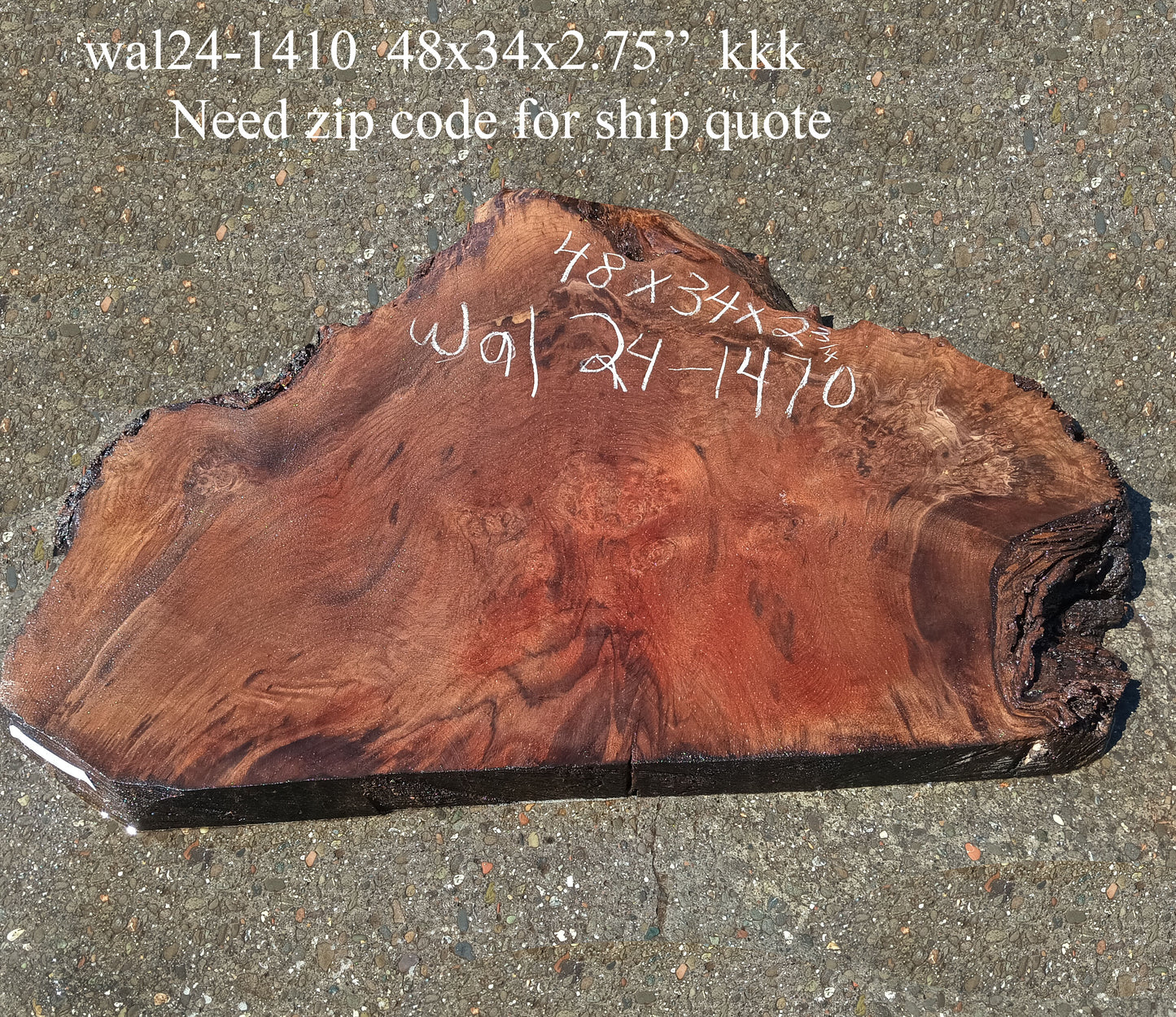 Walnut Slab |  DIY Crafts | Live Edge | Wal24-1470