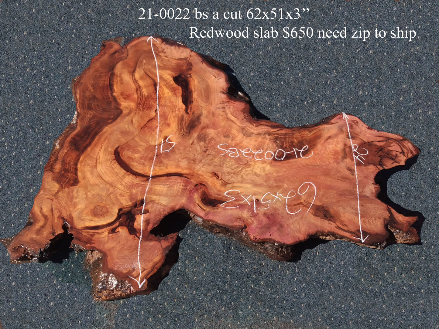 Live edge redwood slab | river table | rustic furniture | 21-0022 bs