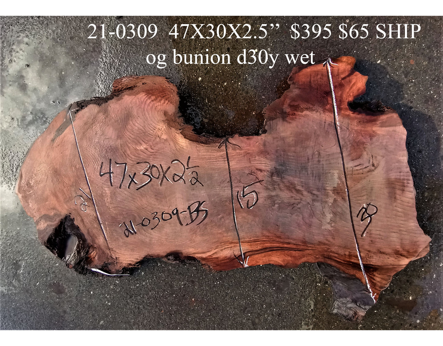old growth | redwood bunion | live edge | DIY craft wood | 21-0309-BS