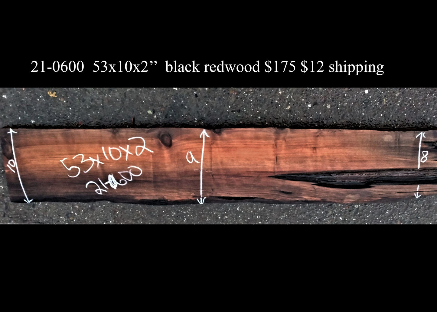 Black redwood | live edge | river table | DIY craft wood | 21-0600-BS