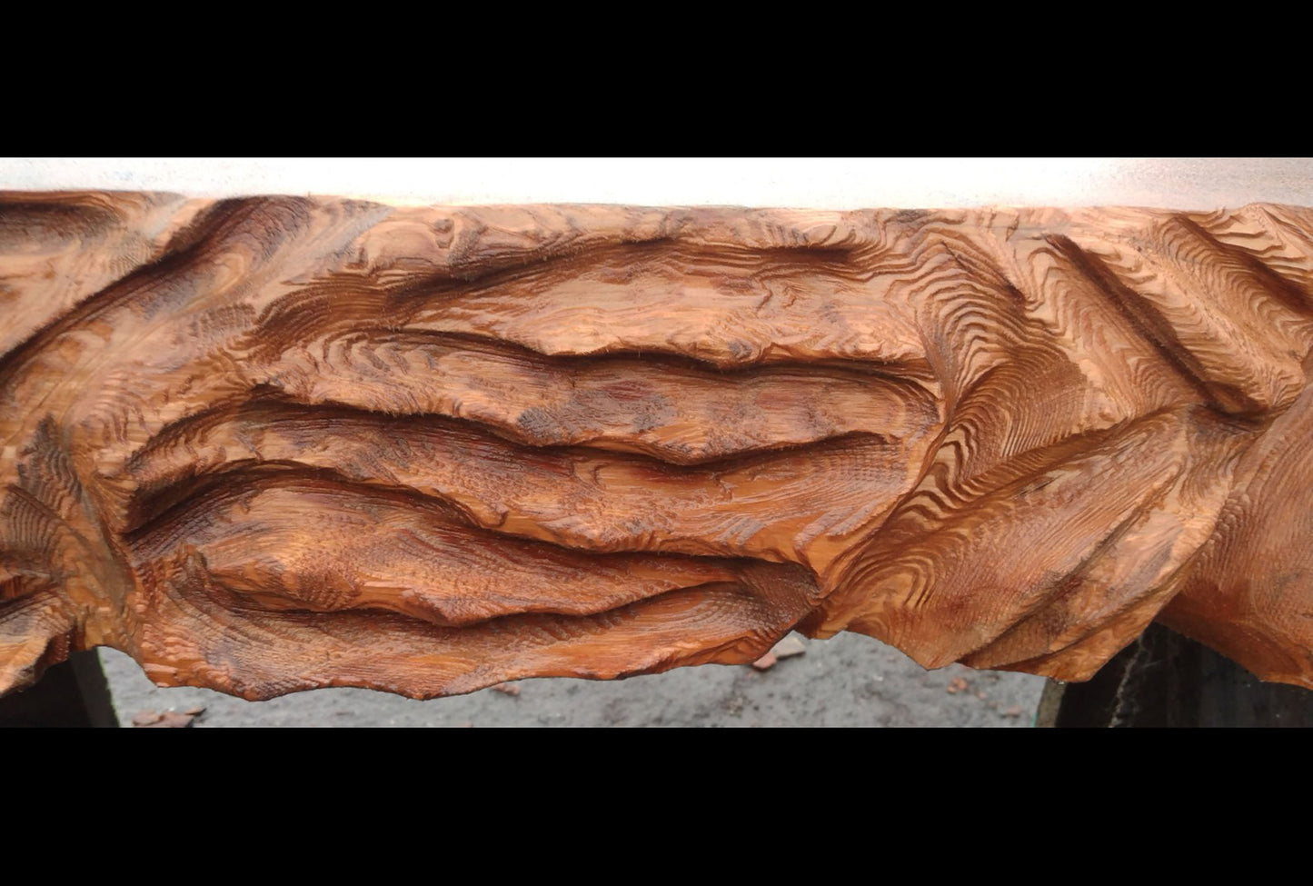 hand carved mantel/hall table | live edge slab | cabin furniture | 21-0602
