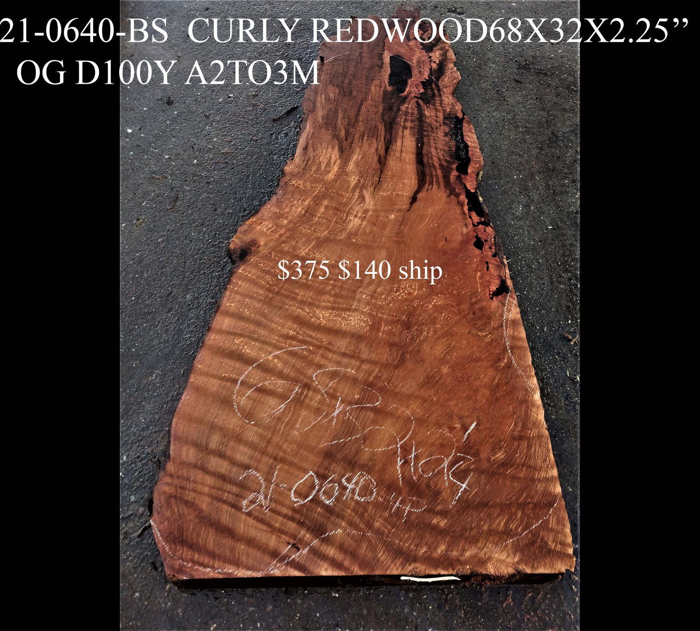 old growth | curly redwood burl | live edge | DIY craft wood | 21-0640-BS