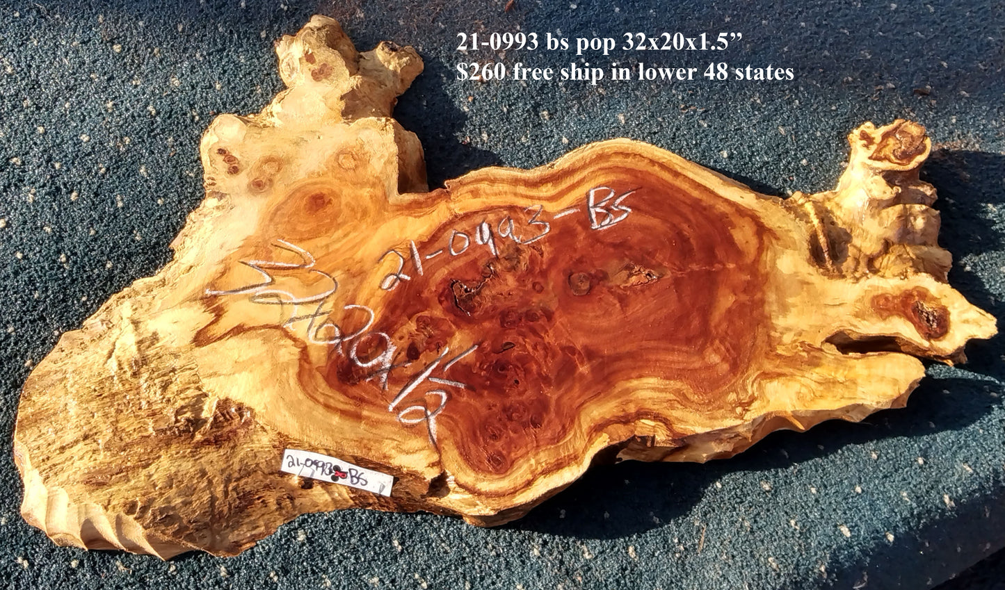 Poplar burl slab | live edge slab | craft woods | DIY projects | 21-0993 bs