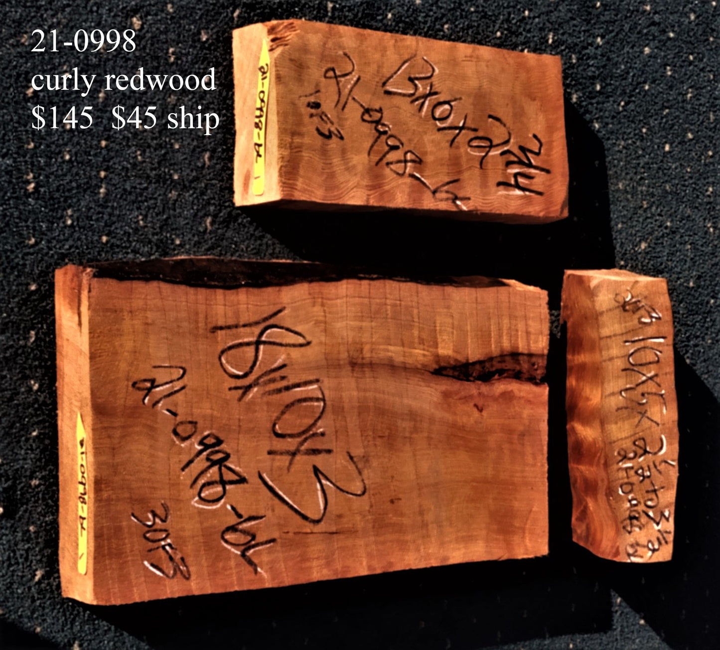 Curly redwood | DIY craft wood | turning blocks | 21-0998-BL
