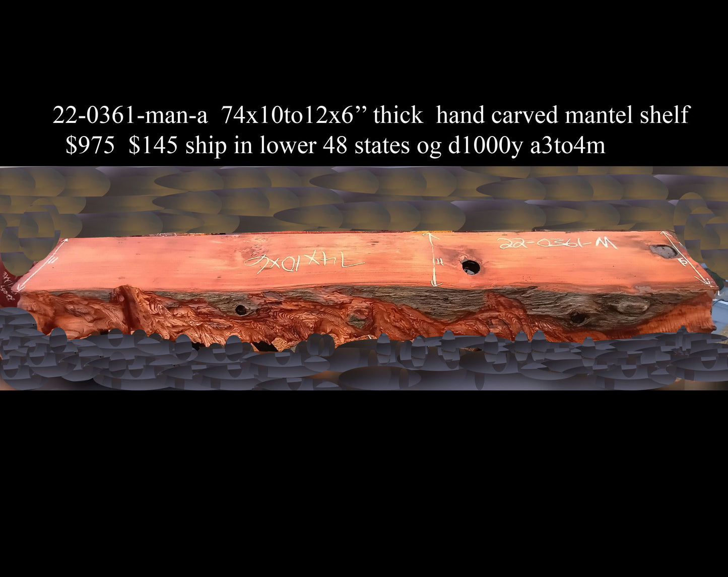 old growth | redwood burl | mantel | DIY craft wood | live edge | 22-0361-MT