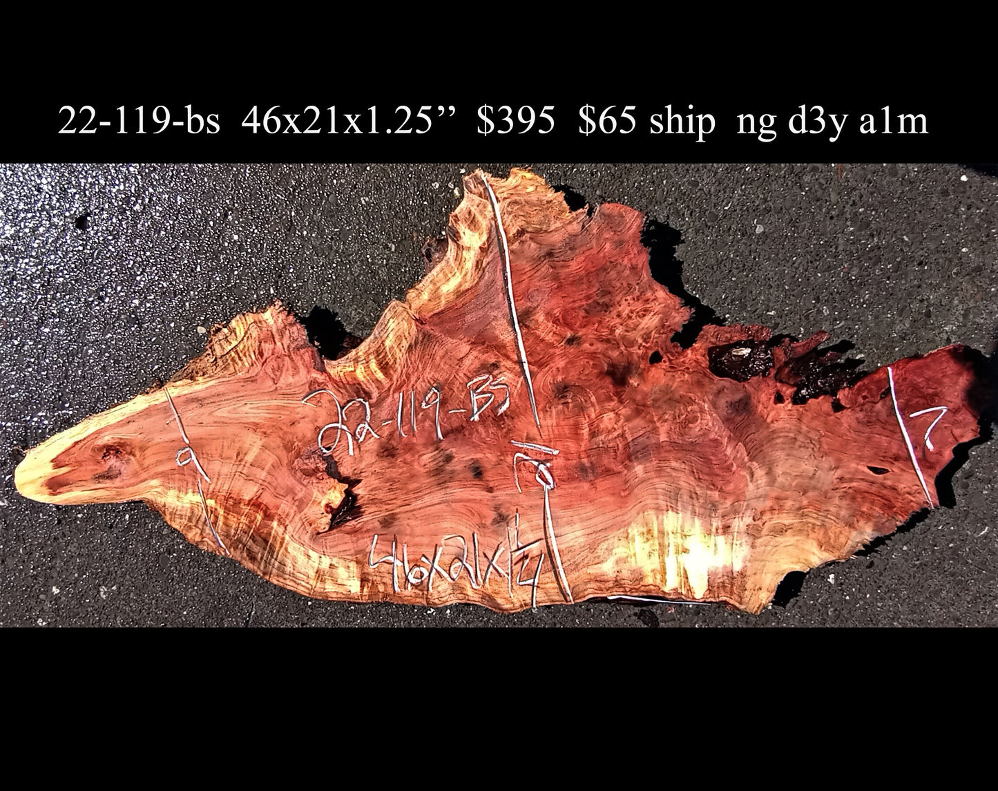 live edge slab | epoxy table | river table | redwood burl | DIY crafts | 22-119
