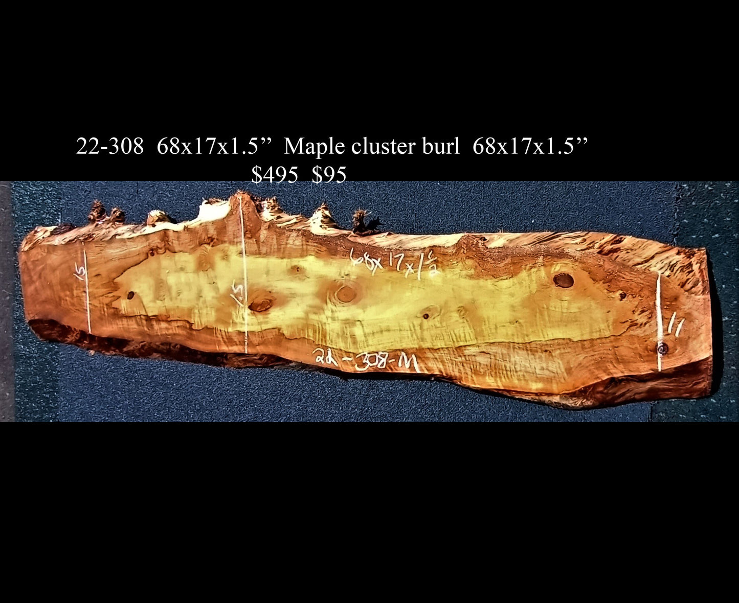 Live edge slabs | maple burl | River table, resin slab | 22-308