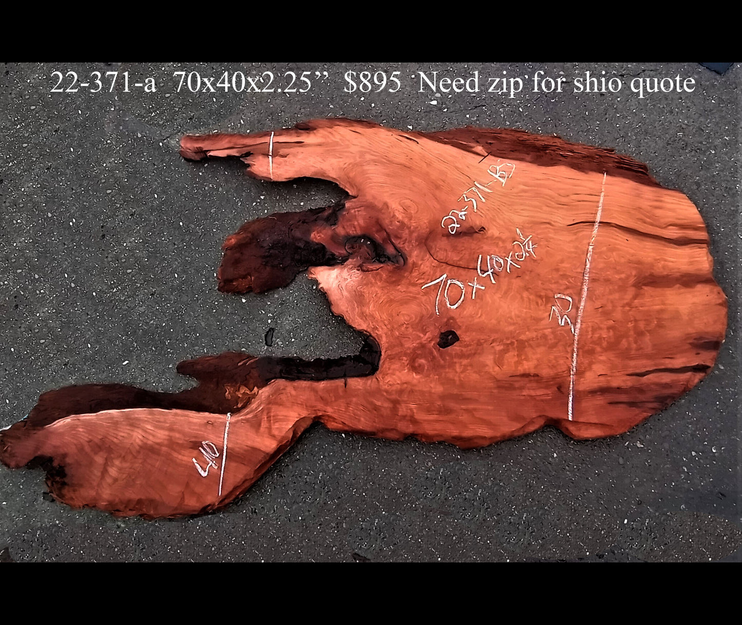 live edge slab | redwood curly | DIY craft wood | Burl table | 22-317