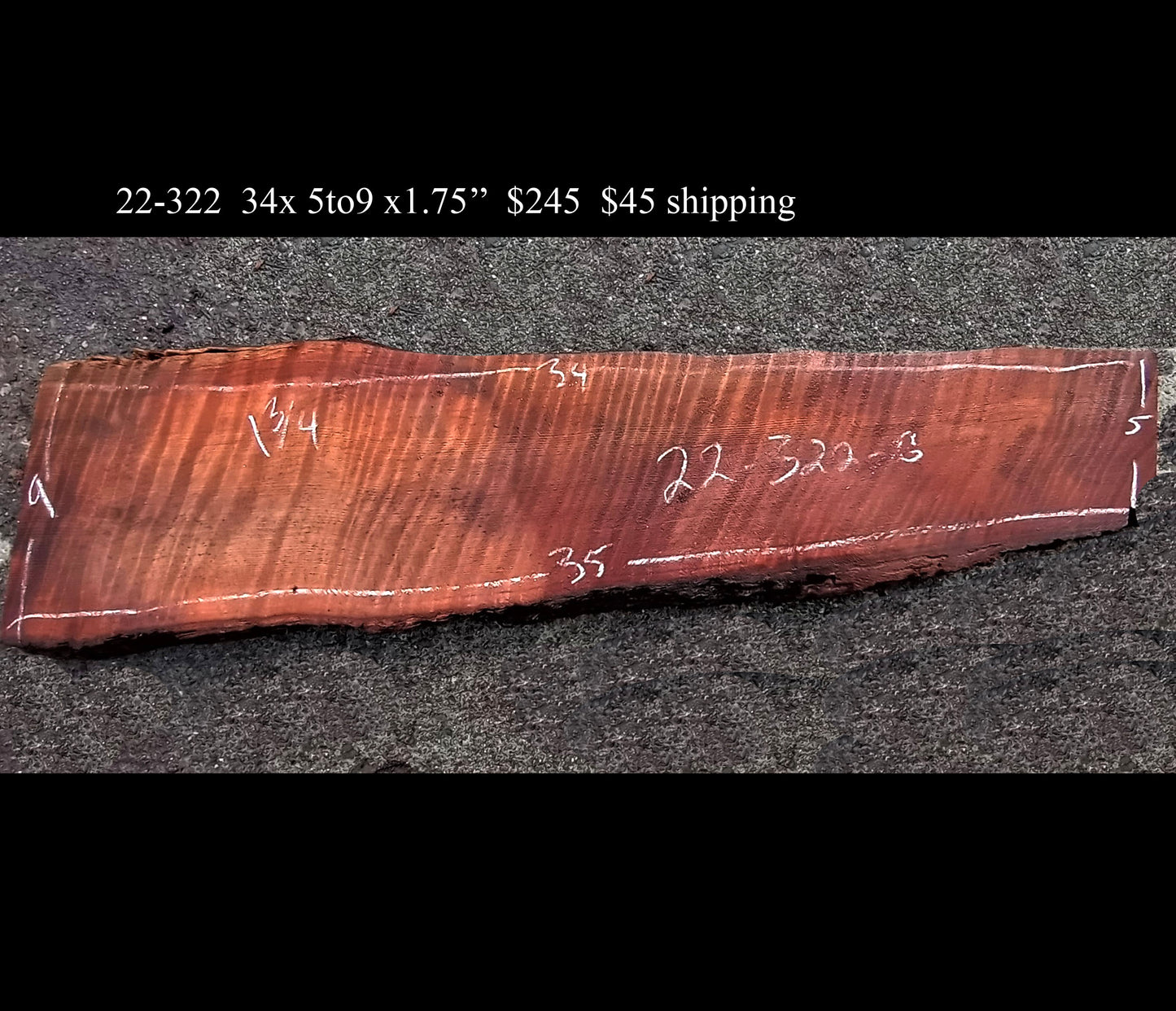 Curly redwood | guitar billet | DIY wood crafts | 22-322