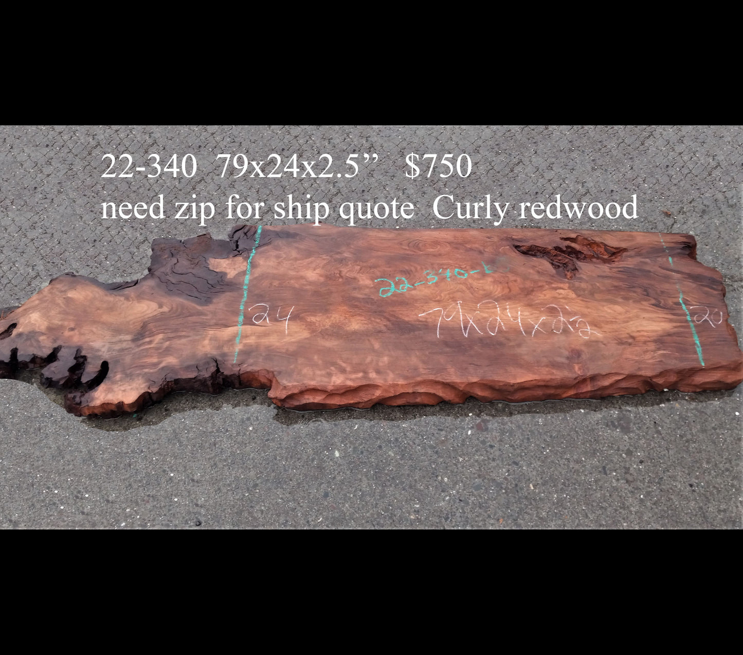 Live edge counter | rustic bar | headboard | curly redwood | 22-340