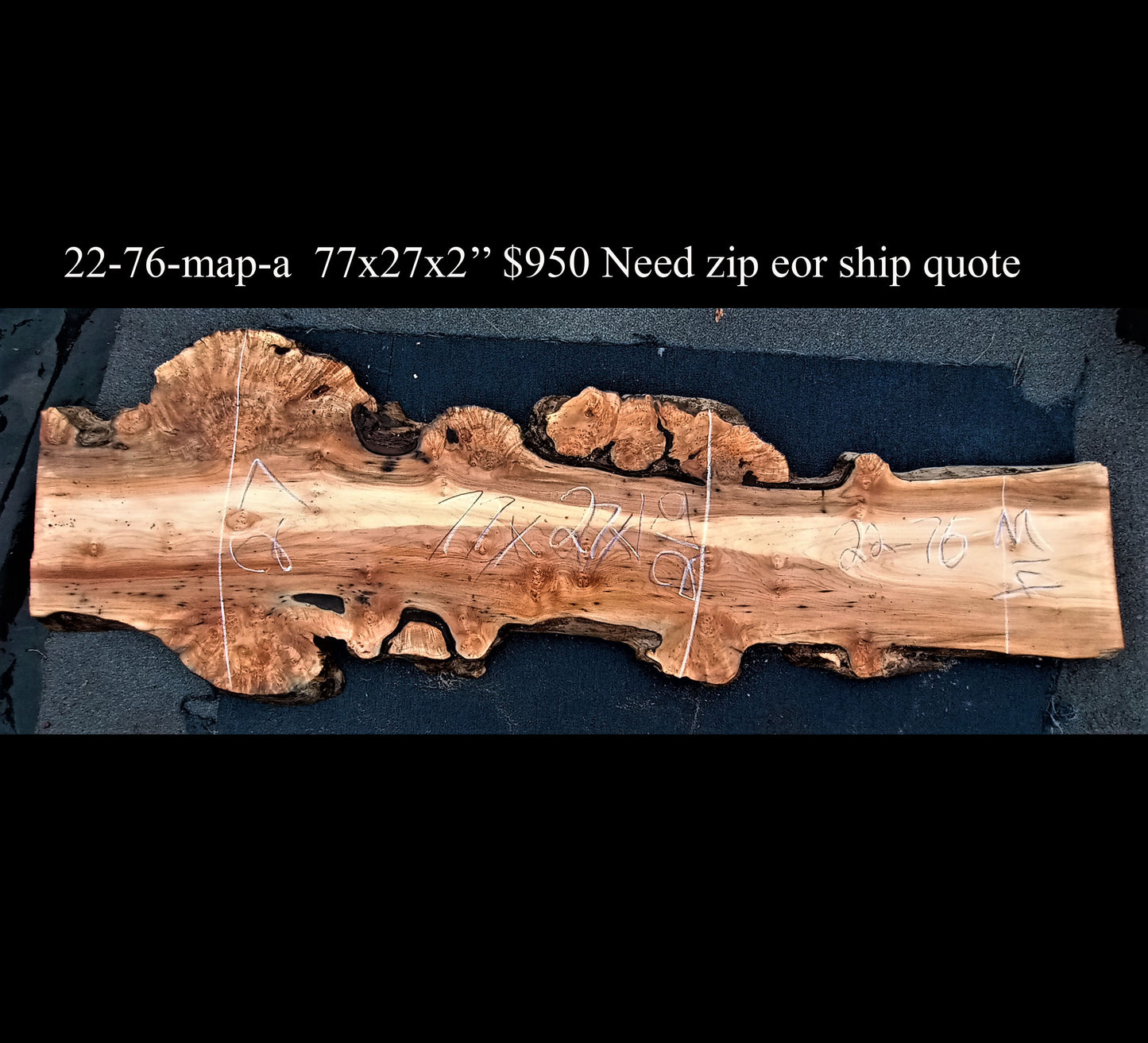 Live edge | maple burl | river table | epoxy table | counter | 22-76-map